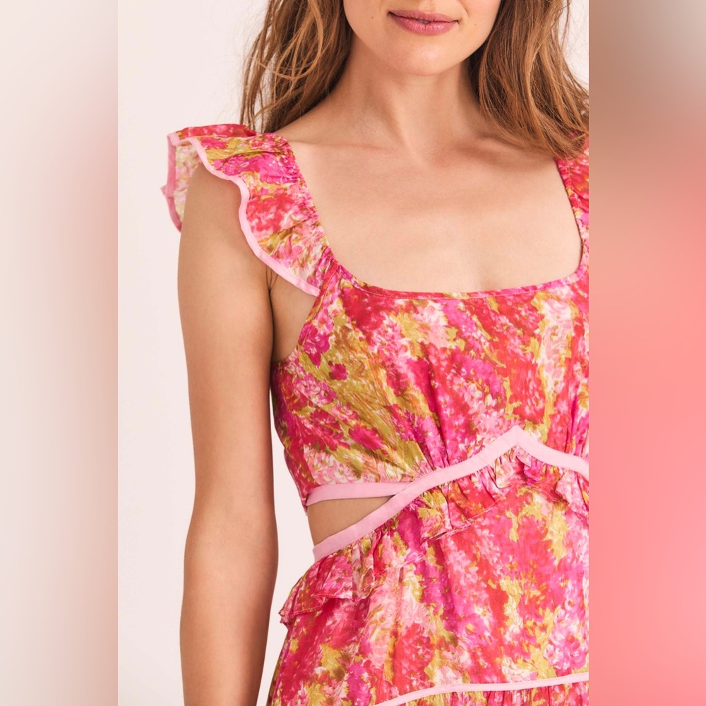 LoveShackFancy Madsen Floral Maxi Dress With Cut Outs - Picture 5 of 16